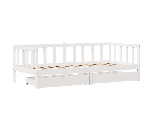 Sofá cama con cajones madera maciza de pino blanco 90x200 cm