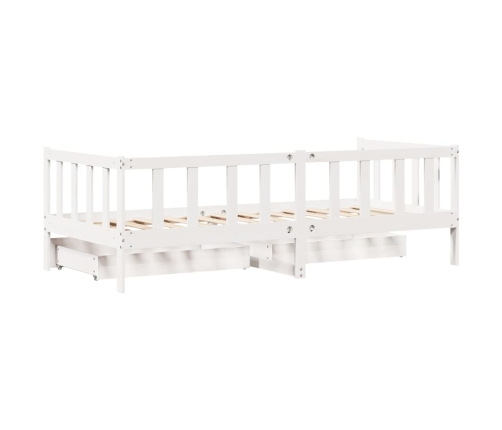 Sofá cama con cajones madera maciza de pino blanco 90x200 cm