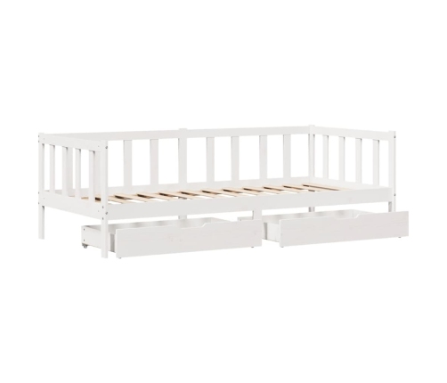 Sofá cama con cajones madera maciza de pino blanco 90x200 cm