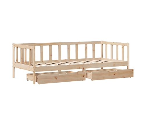 Sofá cama con cajones madera maciza de pino 90x190 cm