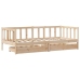 Sofá cama con cajones madera maciza de pino 80x200 cm