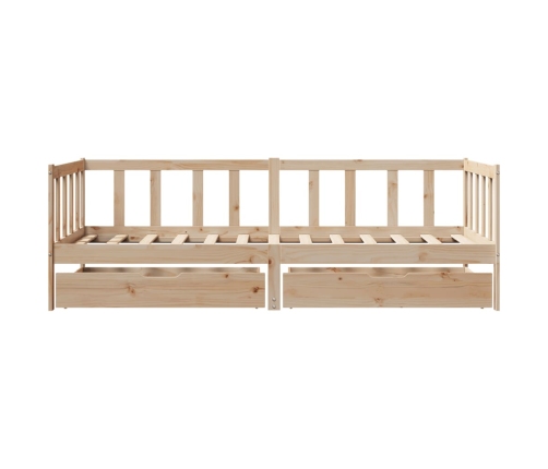 Sofá cama con cajones madera maciza de pino 80x200 cm
