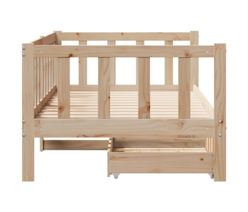 Sofá cama con cajones madera maciza de pino 80x200 cm