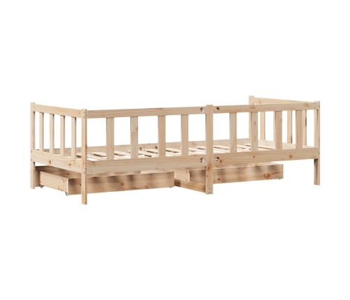 Sofá cama con cajones madera maciza de pino 80x200 cm