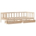 Sofá cama con cajones madera maciza de pino 80x200 cm