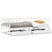 Sofá cama con cajones madera maciza de pino blanca 80x200 cm