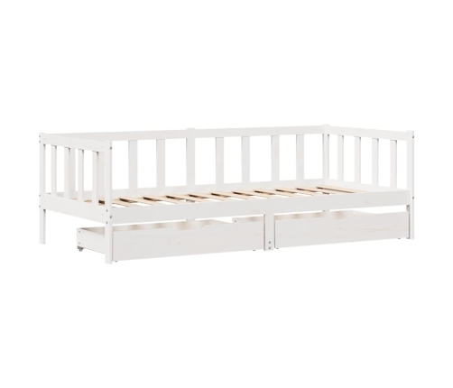 Sofá cama con cajones madera maciza de pino blanca 80x200 cm