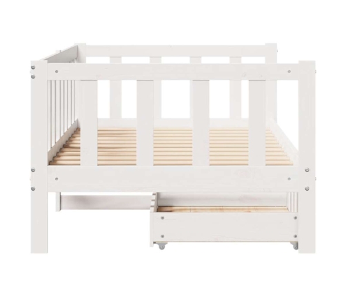 Sofá cama con cajones madera maciza de pino blanca 80x200 cm