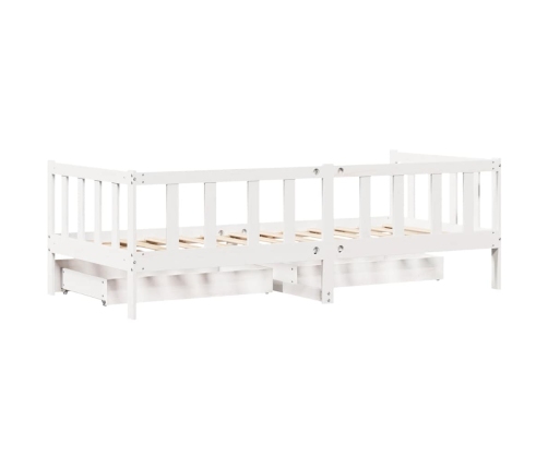 Sofá cama con cajones madera maciza de pino blanca 80x200 cm