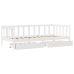 Sofá cama con cajones madera maciza de pino blanca 80x200 cm