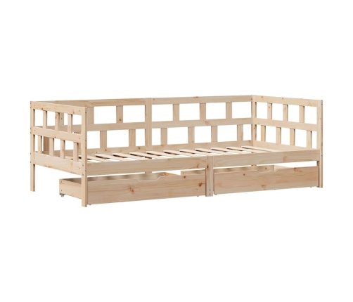 Sofá cama con cajones madera maciza de pino 80x200 cm