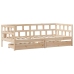 Sofá cama con cajones madera maciza de pino 80x200 cm