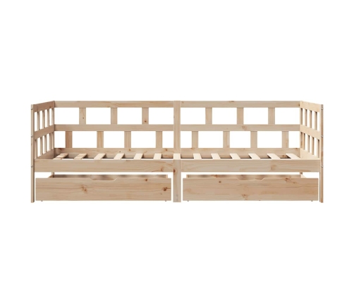Sofá cama con cajones madera maciza de pino 80x200 cm
