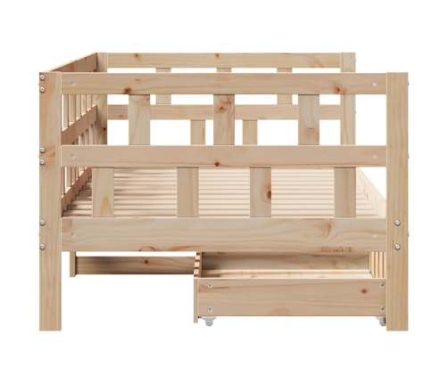 Sofá cama con cajones madera maciza de pino 80x200 cm