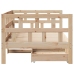 Sofá cama con cajones madera maciza de pino 80x200 cm