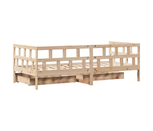 Sofá cama con cajones madera maciza de pino 80x200 cm