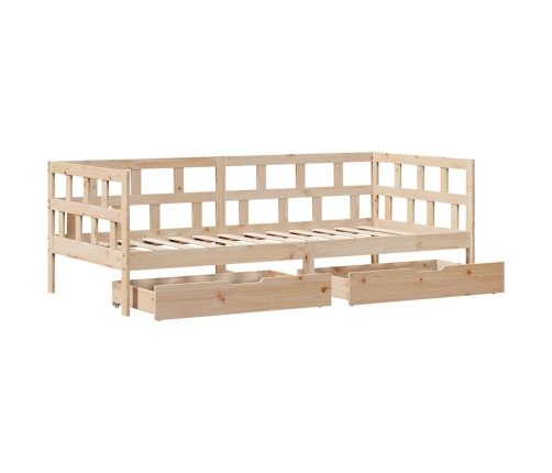 Sofá cama con cajones madera maciza de pino 80x200 cm