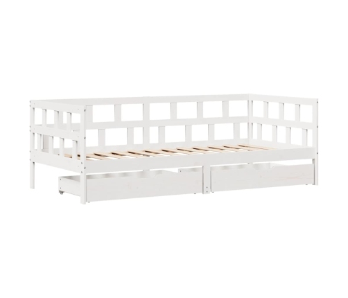 Sofá cama con cajones madera maciza de pino blanca 80x200 cm