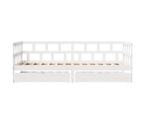 Sofá cama con cajones madera maciza de pino blanca 80x200 cm
