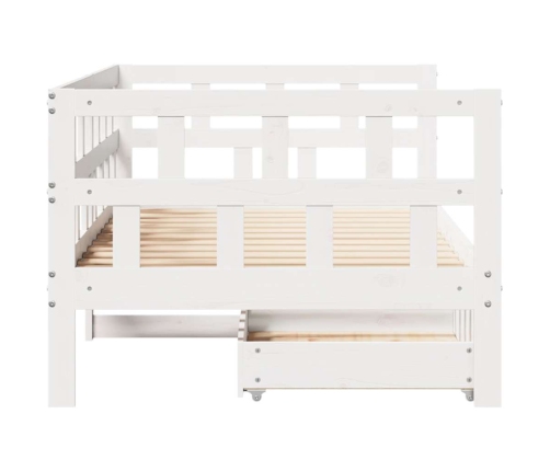 Sofá cama con cajones madera maciza de pino blanca 80x200 cm