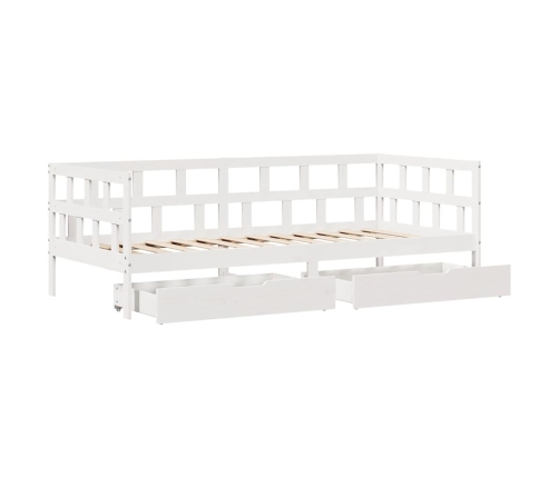 Sofá cama con cajones madera maciza de pino blanca 80x200 cm
