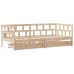Sofá cama con cajones madera maciza de pino 90x190 cm