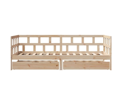 Sofá cama con cajones madera maciza de pino 90x190 cm