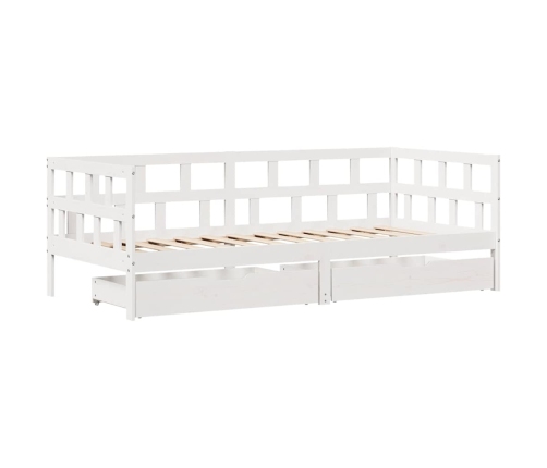 Sofá cama con cajones madera maciza de pino blanca 90x190 cm