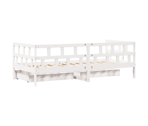 Sofá cama con cajones madera maciza de pino blanca 90x190 cm