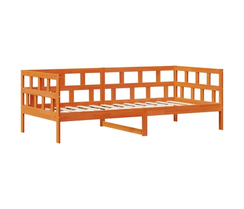 Sofá cama con cajones madera maciza pino marrón cera 90x200 cm