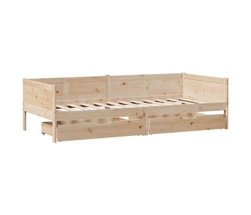 Sofá cama con cajones madera maciza de pino 80x200 cm