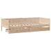 Sofá cama con cajones madera maciza de pino 80x200 cm