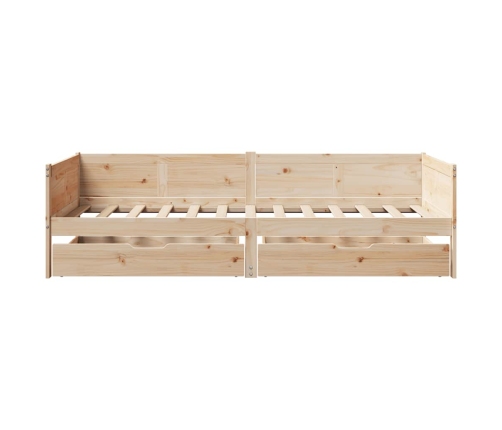 Sofá cama con cajones madera maciza de pino 80x200 cm