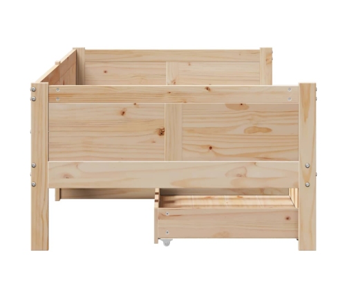 Sofá cama con cajones madera maciza de pino 80x200 cm