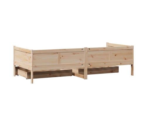 Sofá cama con cajones madera maciza de pino 80x200 cm