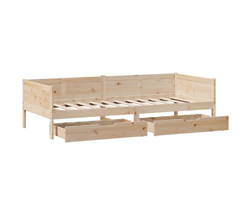 Sofá cama con cajones madera maciza de pino 80x200 cm