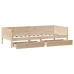 Sofá cama con cajones madera maciza de pino 80x200 cm