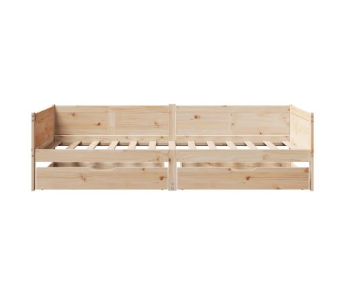 Sofá cama con cajones madera maciza de pino 90x190 cm