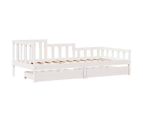 Sofá cama con cajones madera maciza de pino blanca 90x190 cm