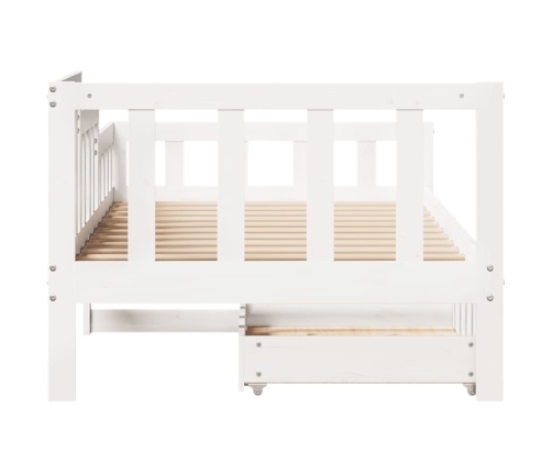 Sofá cama con cajones madera maciza de pino blanca 90x190 cm