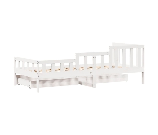 Sofá cama con cajones madera maciza de pino blanca 90x190 cm