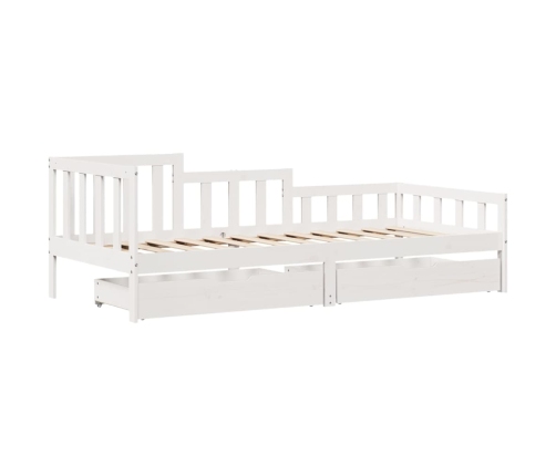 Sofá cama con cajones madera maciza de pino blanca 80x200 cm