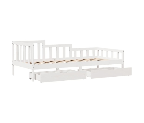 Sofá cama con cajones madera maciza de pino 90x190 cm