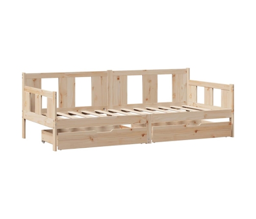 Sofá cama con cajones madera maciza de pino 90x200 cm
