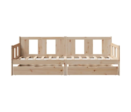 Sofá cama con cajones madera maciza de pino 90x200 cm
