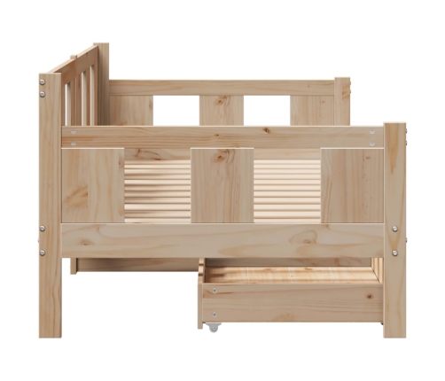 Sofá cama con cajones madera maciza de pino 90x200 cm