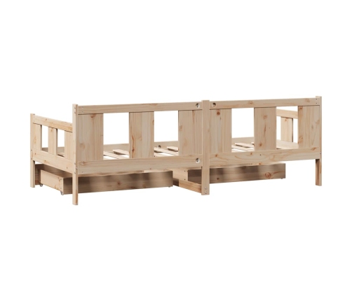 Sofá cama con cajones madera maciza de pino 90x200 cm
