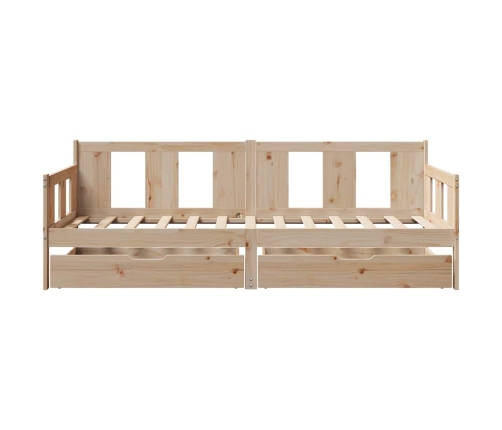Sofá cama con cajones madera maciza de pino 80x200 cm