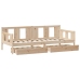 Sofá cama con cajones madera maciza de pino 80x200 cm