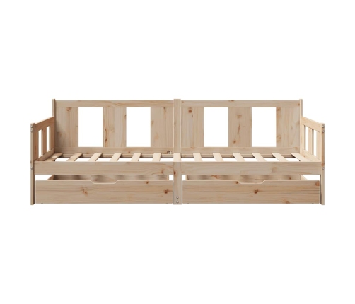 Sofá cama con cajones madera maciza de pino 90x190 cm